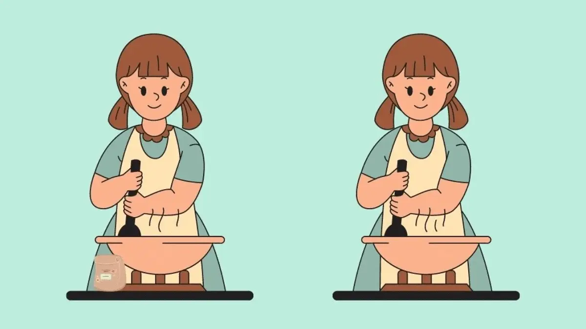 تفاوت تصویری زن در حال آماده کردن دسر