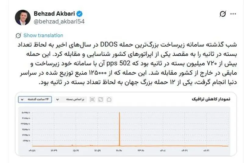 توئیت معاون وزیر ارتباطات