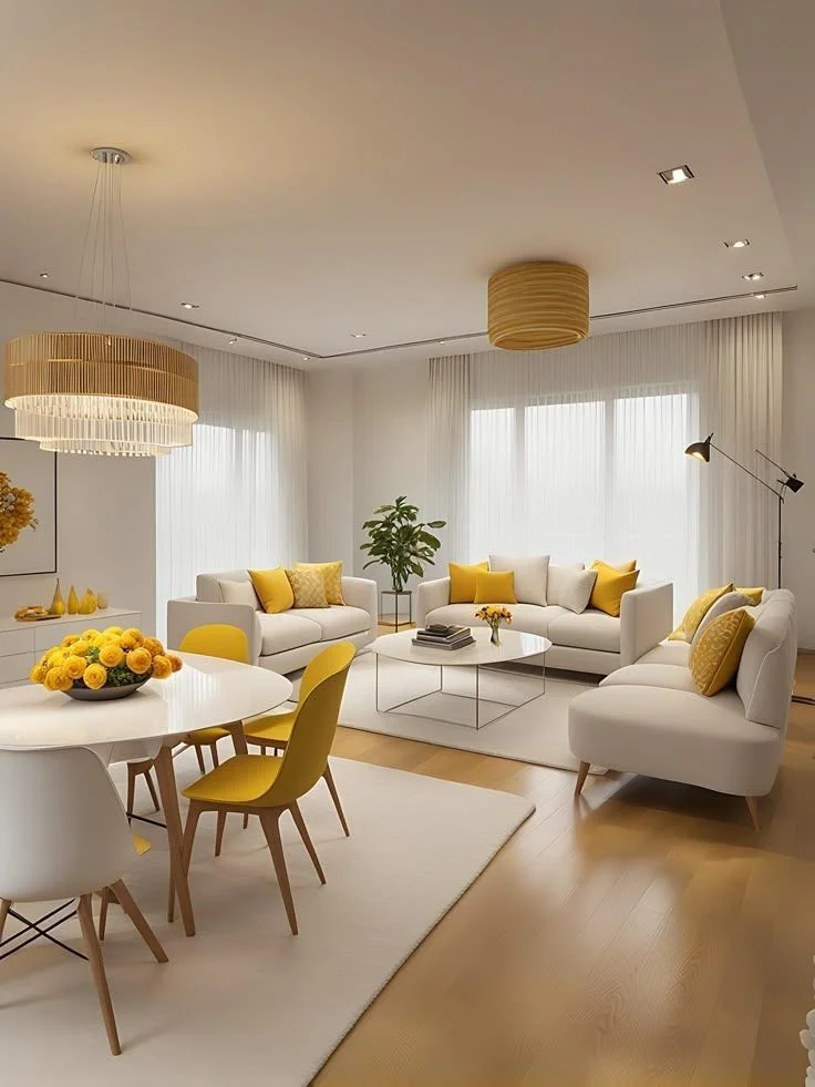 چیدمان پذیرایی مستطیل باریک