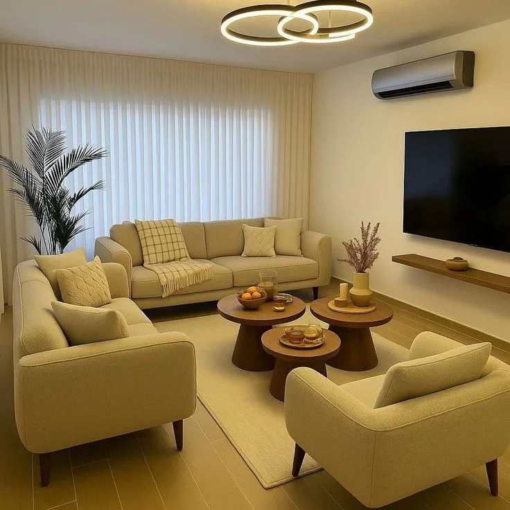 چیدمان پذیرایی مستطیل باریک