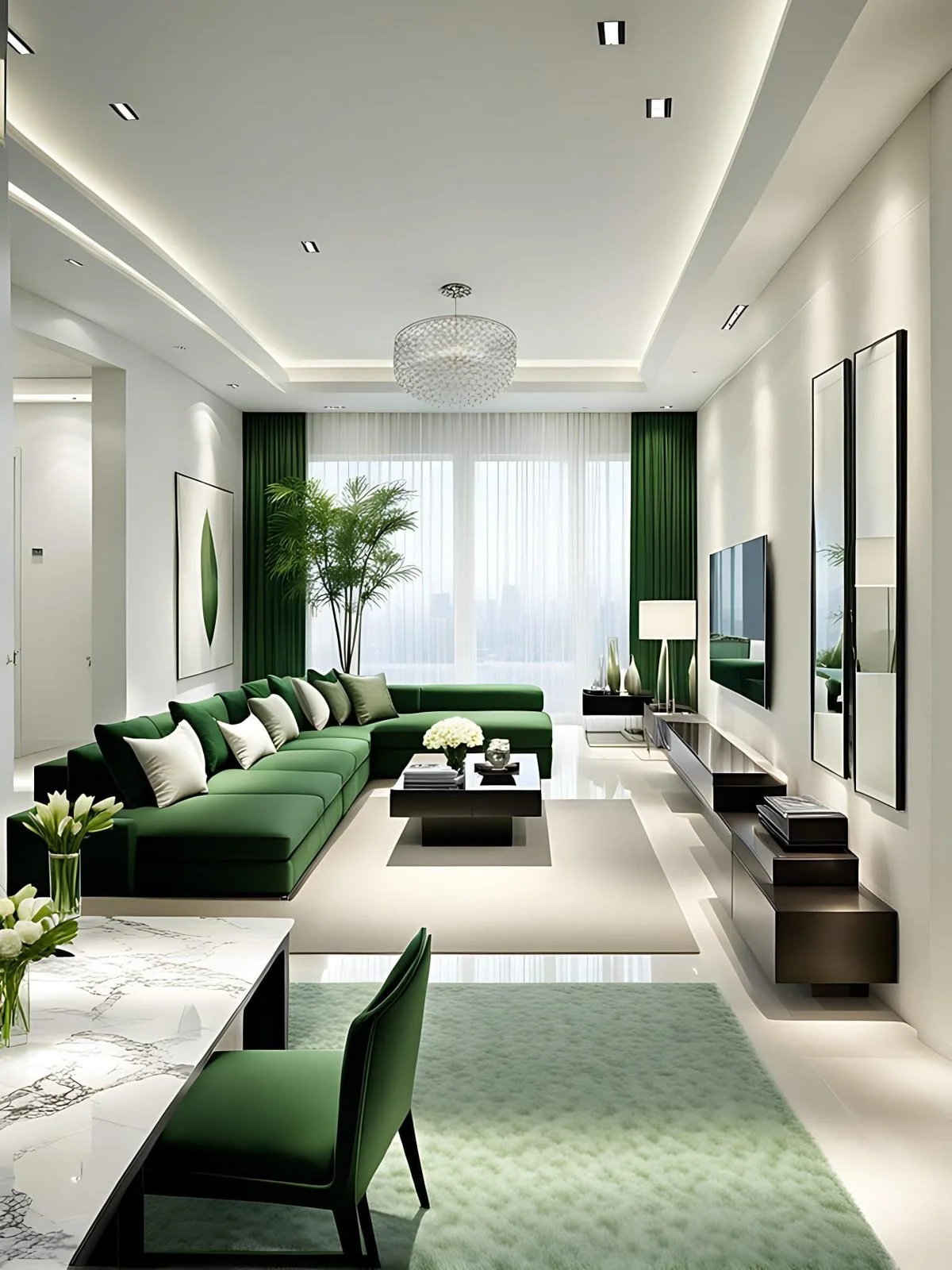 چیدمان پذیرایی مستطیل باریک