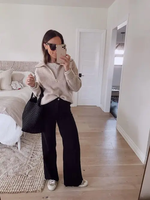 استایل زنانه با لباس نیم زیپ