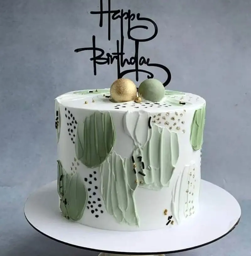 کیک تولد سبز ساده