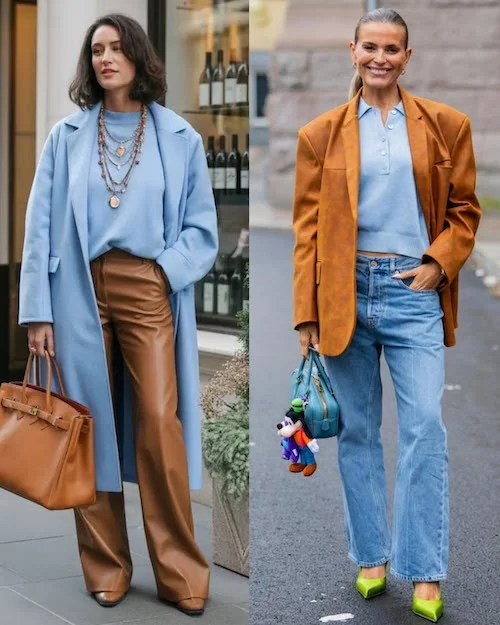 ترکیب رنگ آبی و شتری