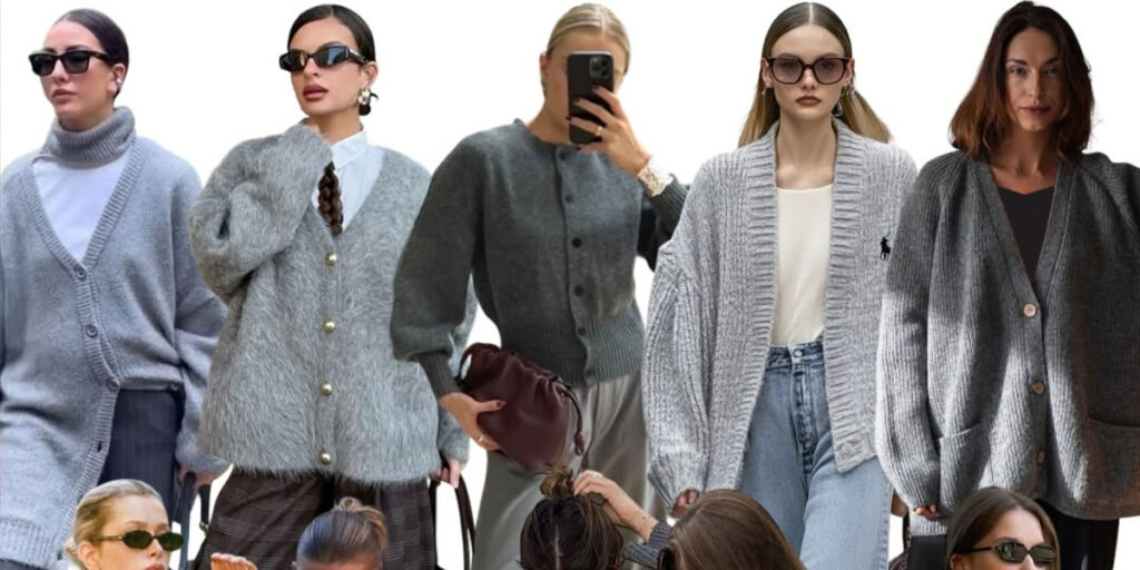 کاردیگن طوسی در استایل پاییزی