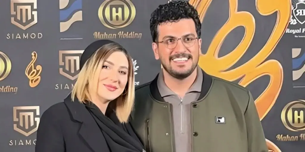 امیرحسین قیاسی برای اولین بار همسر شیک‌پوشش را در جشن حافظ رونمایی کرد!