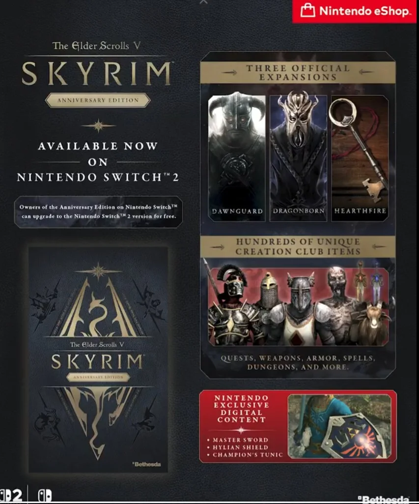 بازی The Elder Scrolls V: Skyrim برای نینتندو سوییچ ۲ عرضه شد - نمابان و به نقل از گیمفا