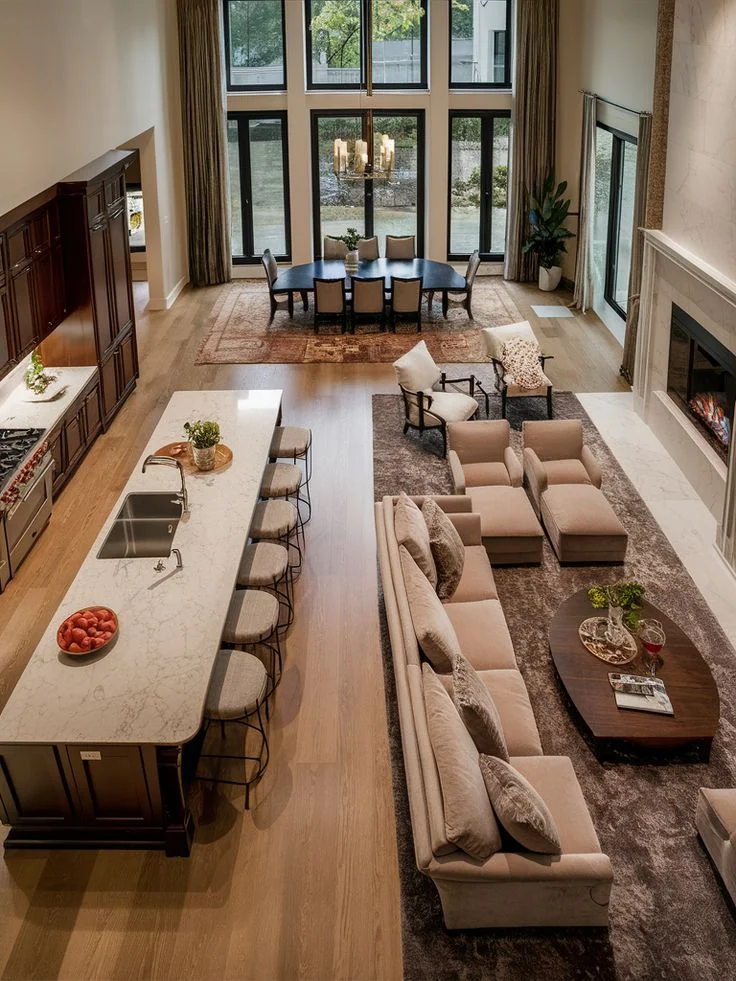 چیدمان پذیرایی مستطیل باریک