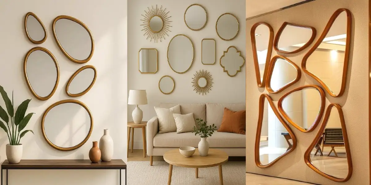 آینه‌های مینیمال چندتایی با ۳۰ طرح جذاب؛ تحول شگفت‌انگیز در دکور پذیرایی!