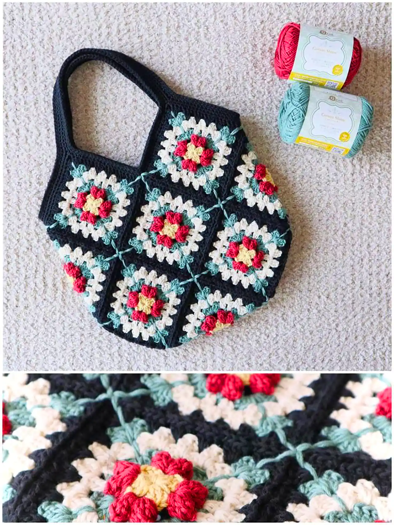 کیف دستبافت با موتیف ها 