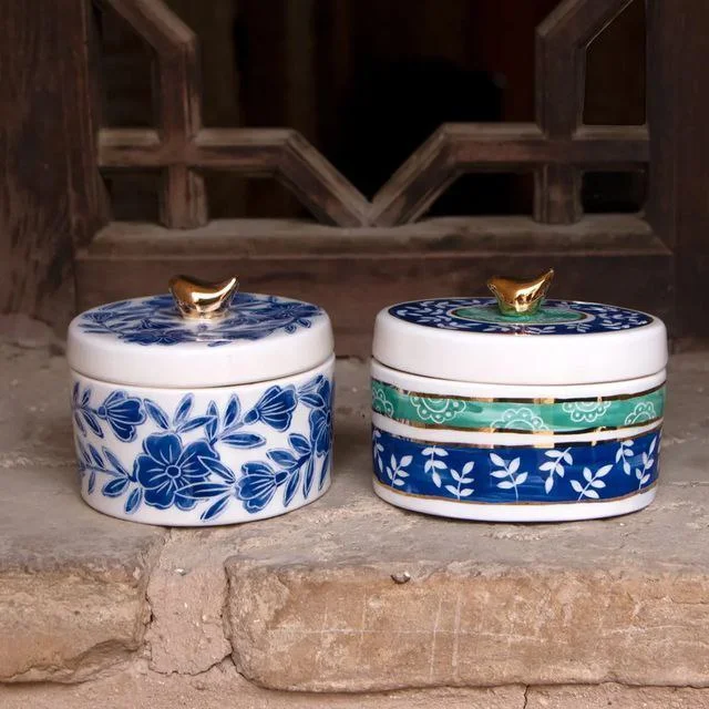 ظروف دکوری سفالی رنگی و طرح دار