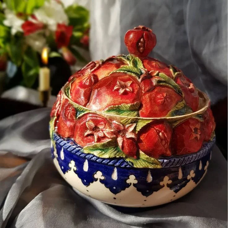 ظروف دکوری سفالی رنگی و طرح دار