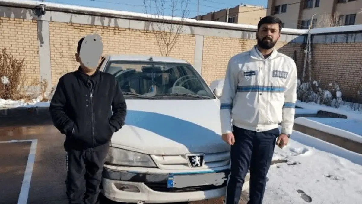 توقیف پژو پارس رانده شده توسط نوجوان ۱۳ ساله در گلبهار؛ پلیس هشدار داد!