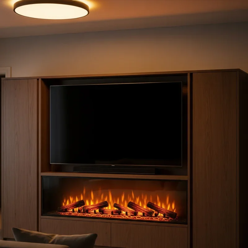 مدل شومینه برقی زیر تلویزیون