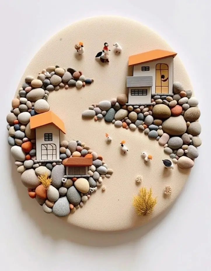 تابلو و دیوارکوب خوشگل با سنگ های نقاشی شده