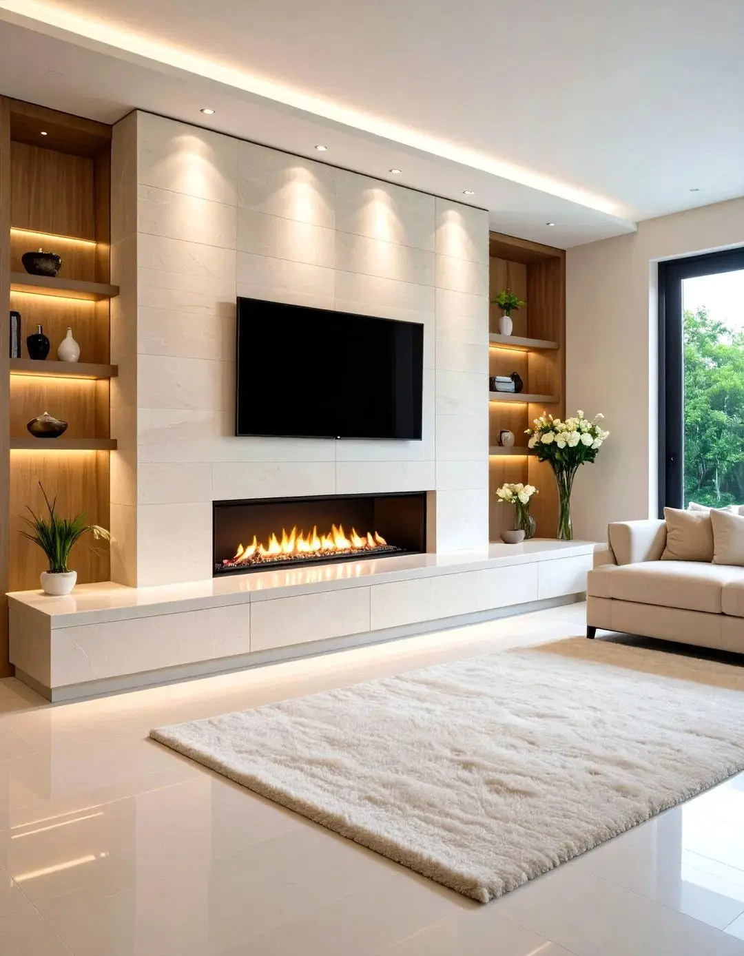 مدل شومینه برقی زیر تلویزیون