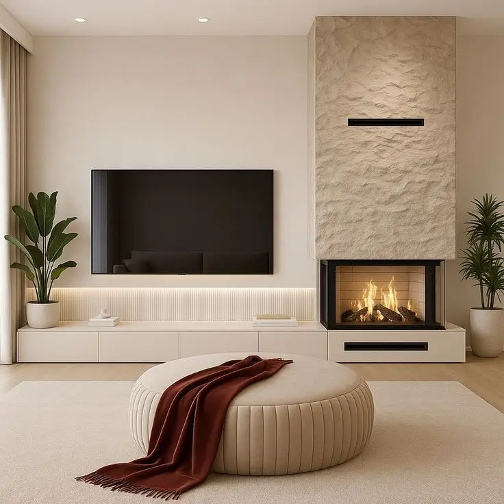 مدل شومینه برقی زیر تلویزیون