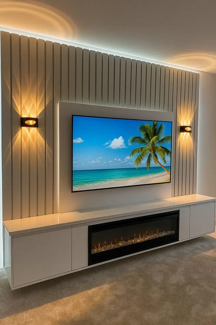 مدل شومینه برقی زیر تلویزیون