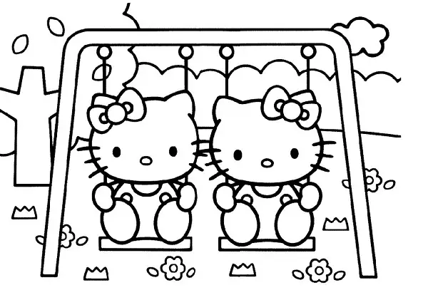 نقاشی کودکانه کیتی و دوستان برای رنگ آمیزی نقاشی کودکانه کیتی و دوستان برای رنگ آمیزی