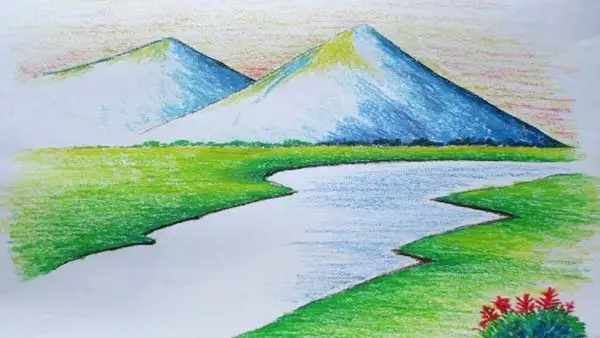 نقاشی زیبای کودکانه از طبیعت