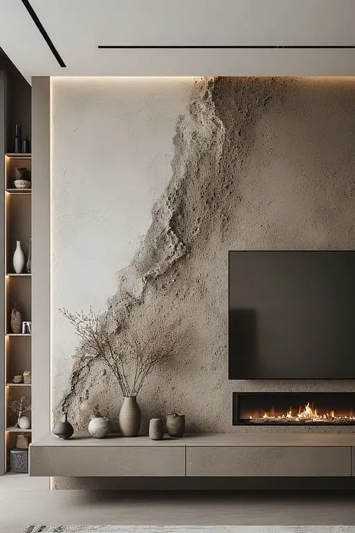 مدل شومینه برقی زیر تلویزیون