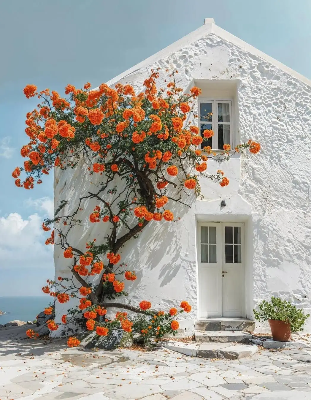  گل کاری جلوی در و تزیین ورودی با گل طبیعی