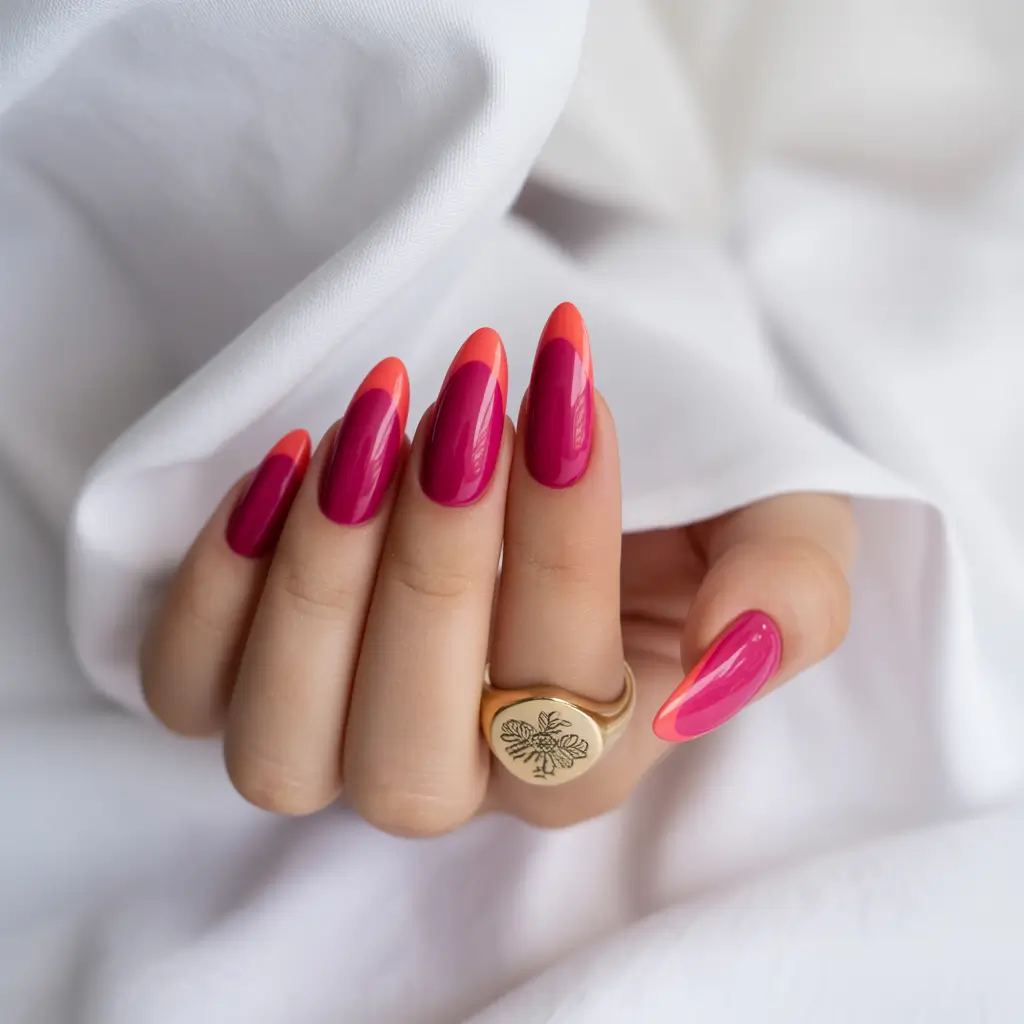 ناخ فرنچ رنگی