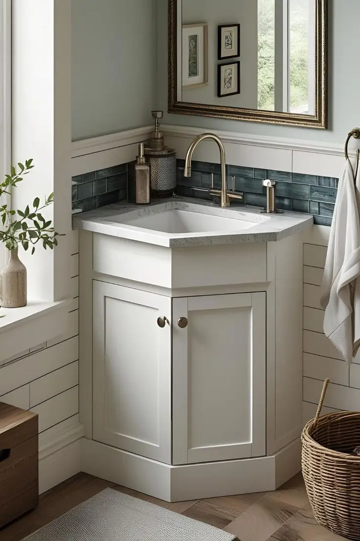 سینک روشویی کنج برای دستشویی های کوچک