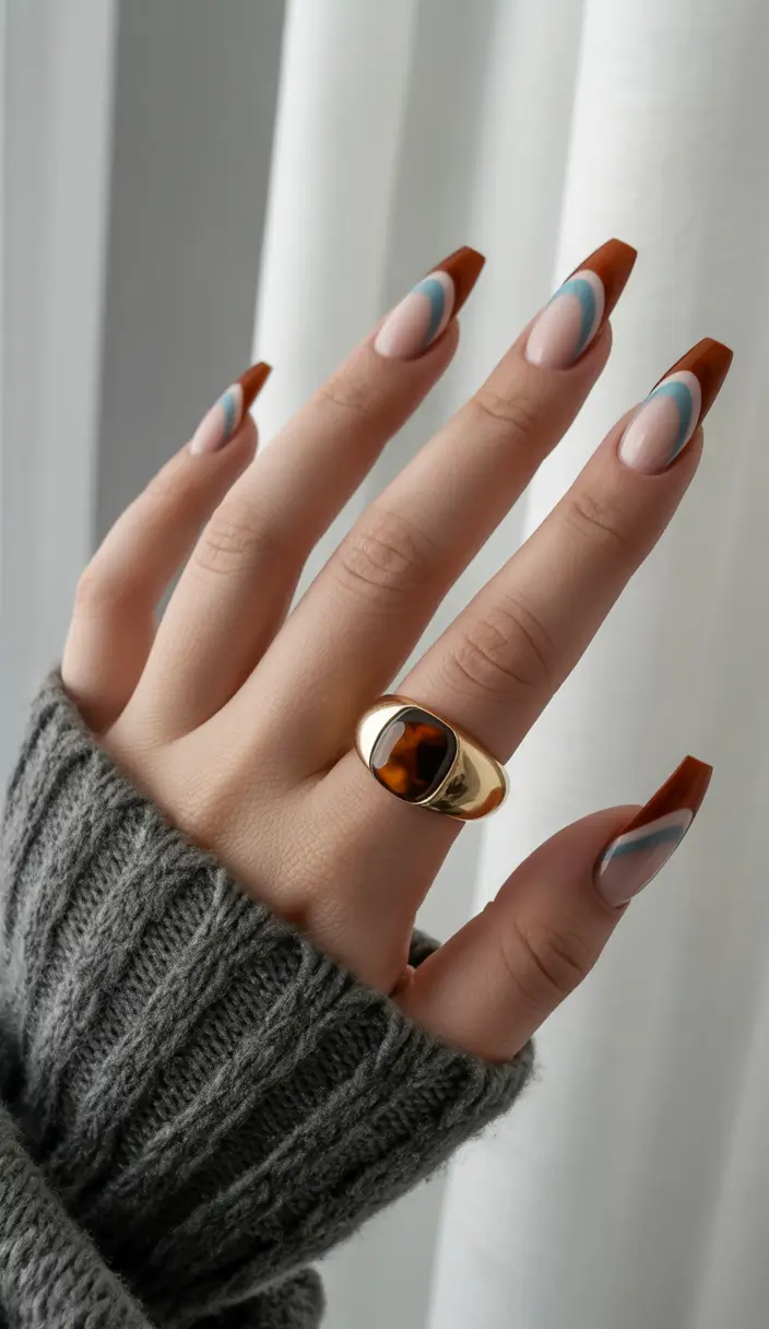 ناخ فرنچ رنگی