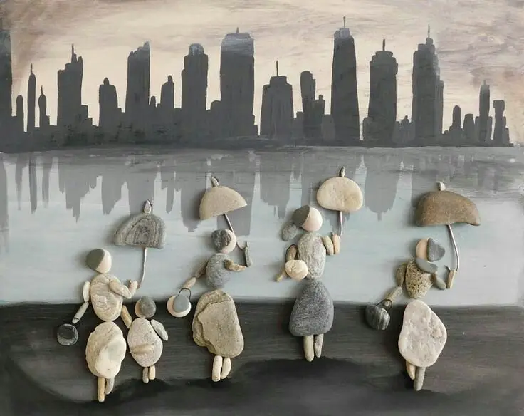 تابلو و دیوارکوب خوشگل با سنگ های نقاشی شده