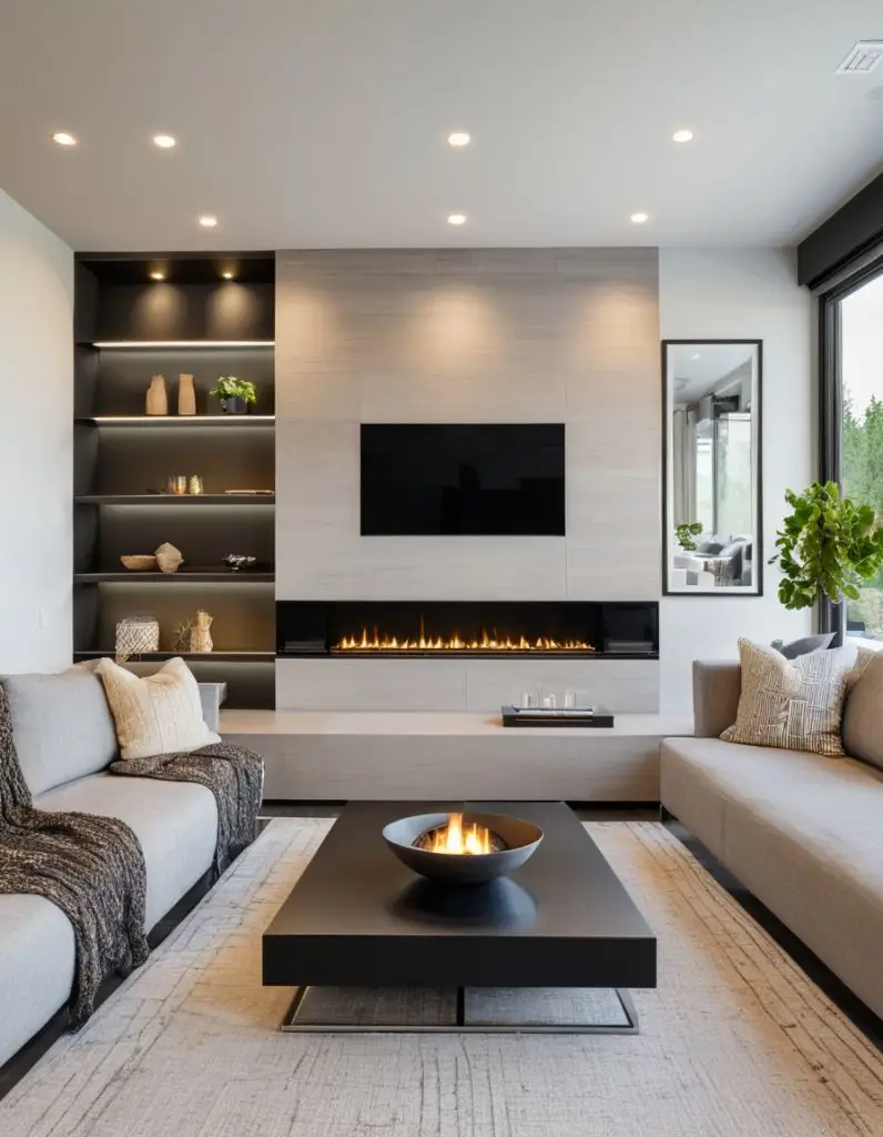 مدل شومینه برقی زیر تلویزیون