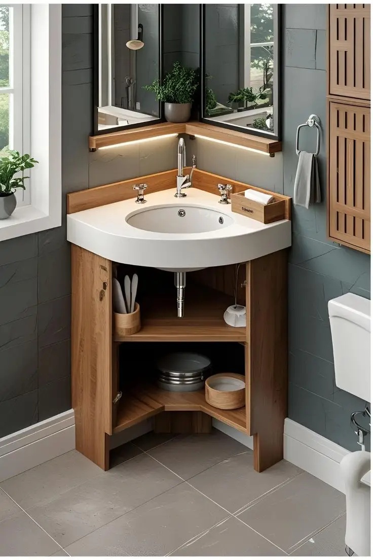 سینک روشویی کنج برای دستشویی های کوچک