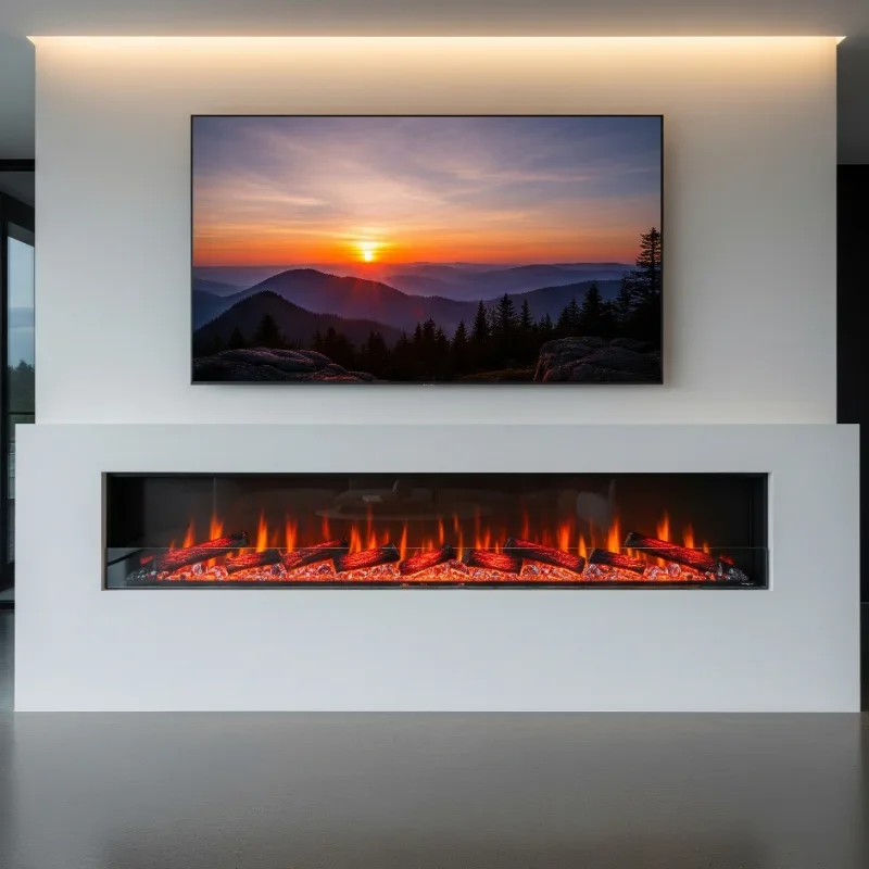 مدل شومینه برقی زیر تلویزیون