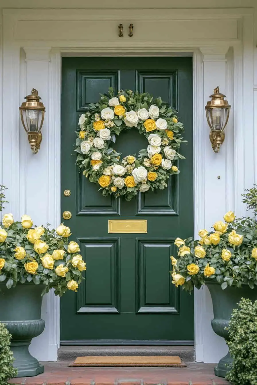  گل کاری جلوی در و تزیین ورودی با گل طبیعی