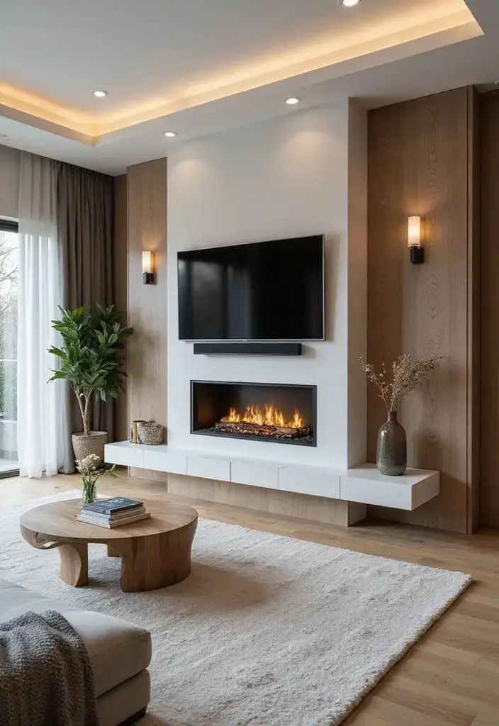 مدل شومینه برقی زیر تلویزیون