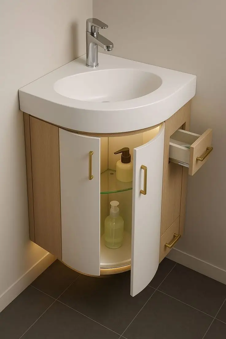 سینک روشویی کنج برای دستشویی های کوچک