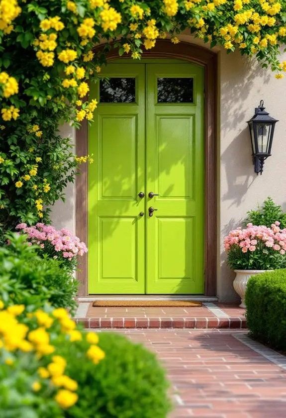  گل کاری جلوی در و تزیین ورودی با گل طبیعی