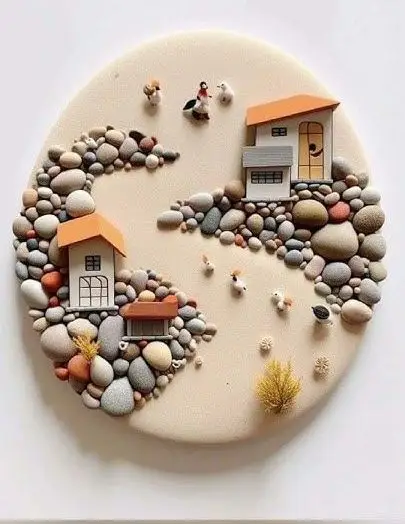 تابلو و دیوارکوب خوشگل با سنگ های نقاشی شده