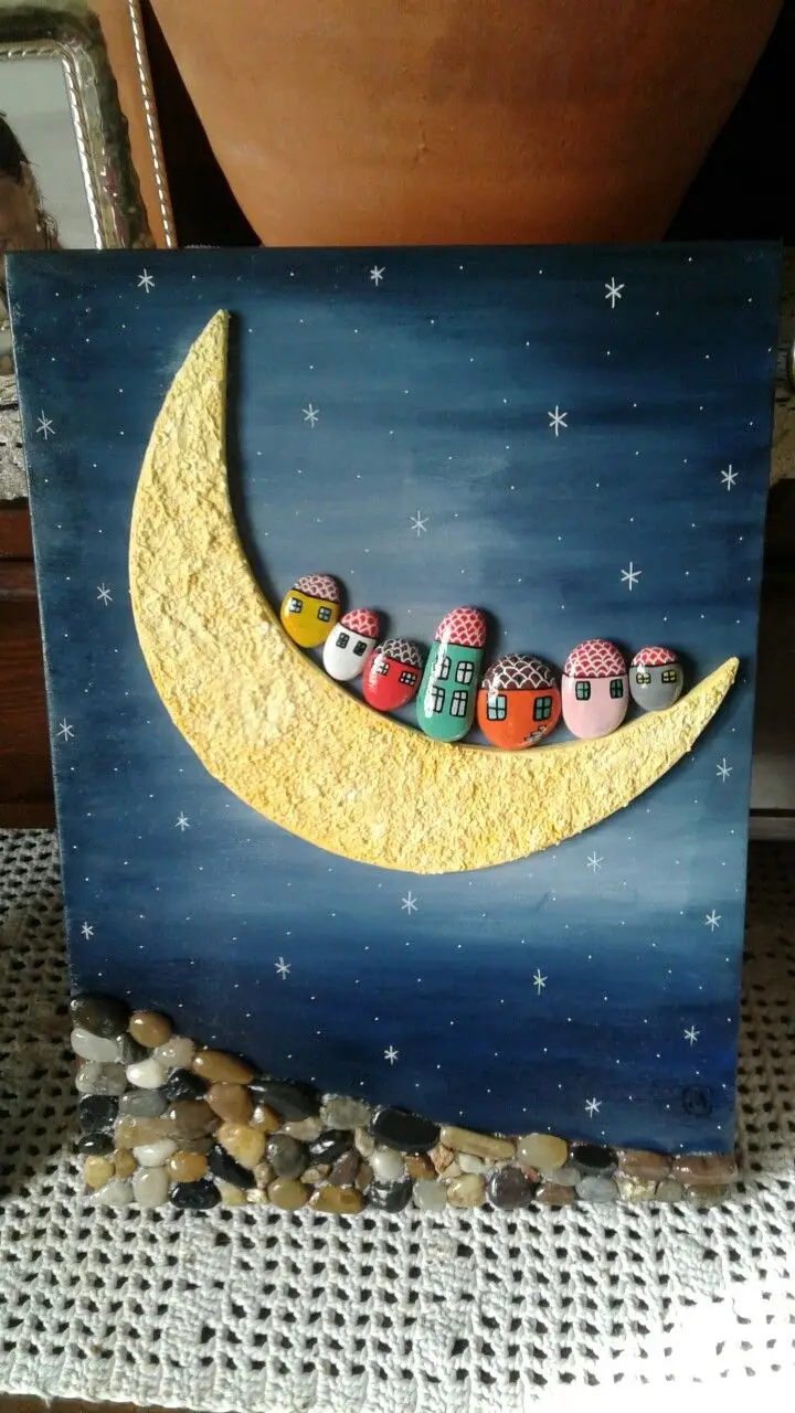 تابلو و دیوارکوب خوشگل با سنگ های نقاشی شده