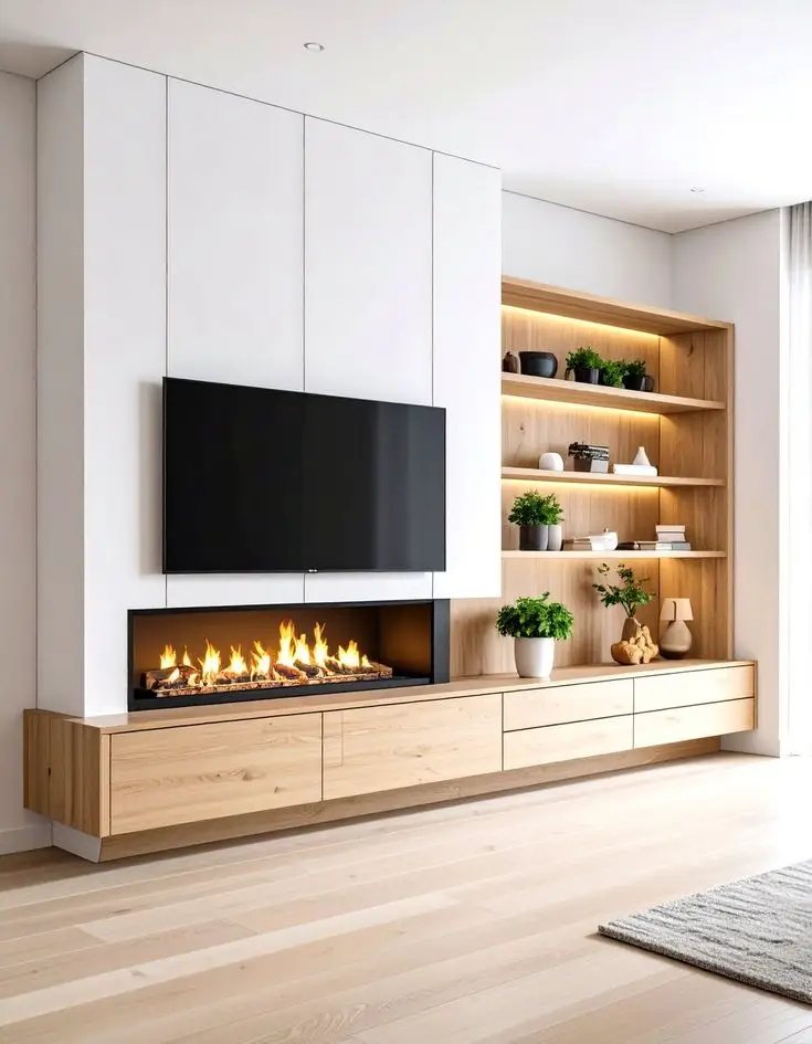 مدل شومینه برقی زیر تلویزیون