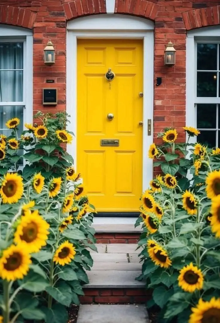  گل کاری جلوی در و تزیین ورودی با گل طبیعی