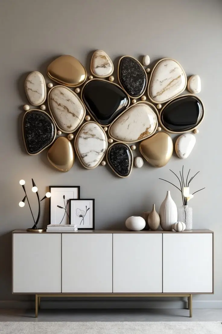 تابلو و دیوارکوب خوشگل با سنگ های نقاشی شده