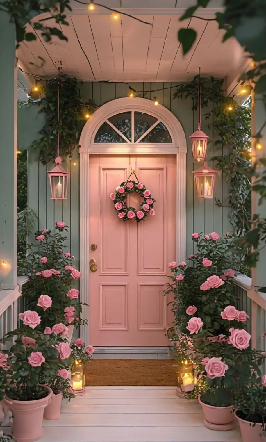  گل کاری جلوی در و تزیین ورودی با گل طبیعی