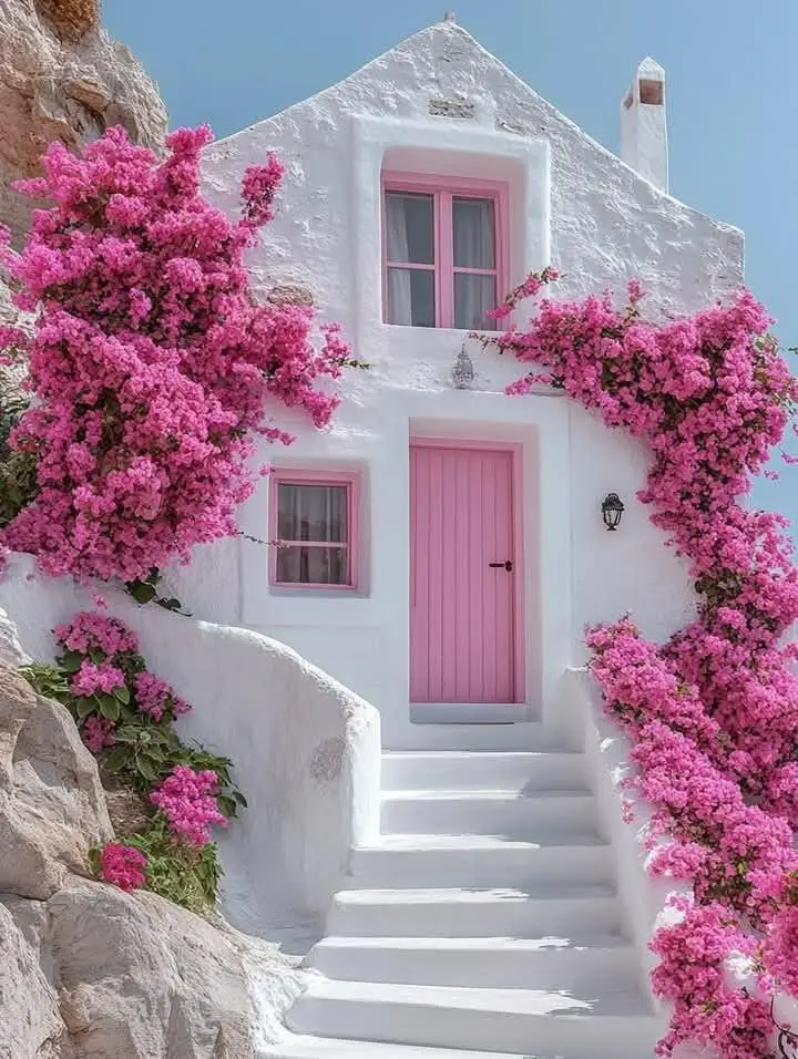  گل کاری جلوی در و تزیین ورودی با گل طبیعی