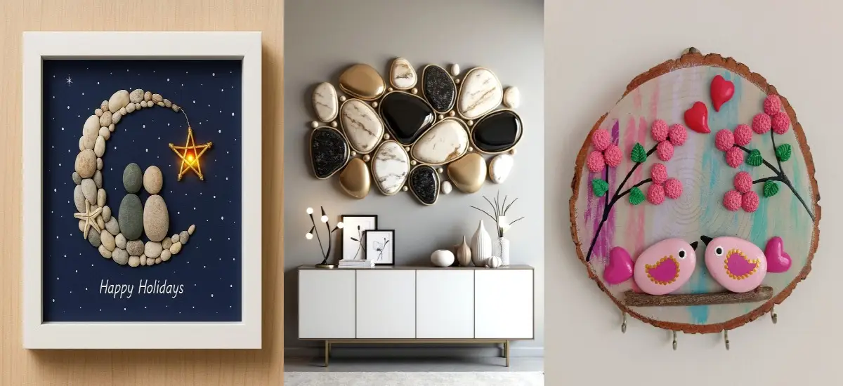 تابلو و دیوارکوب خوشگل با سنگ نقاشی شده | طرح های شیک برای دکوری و کاردستی